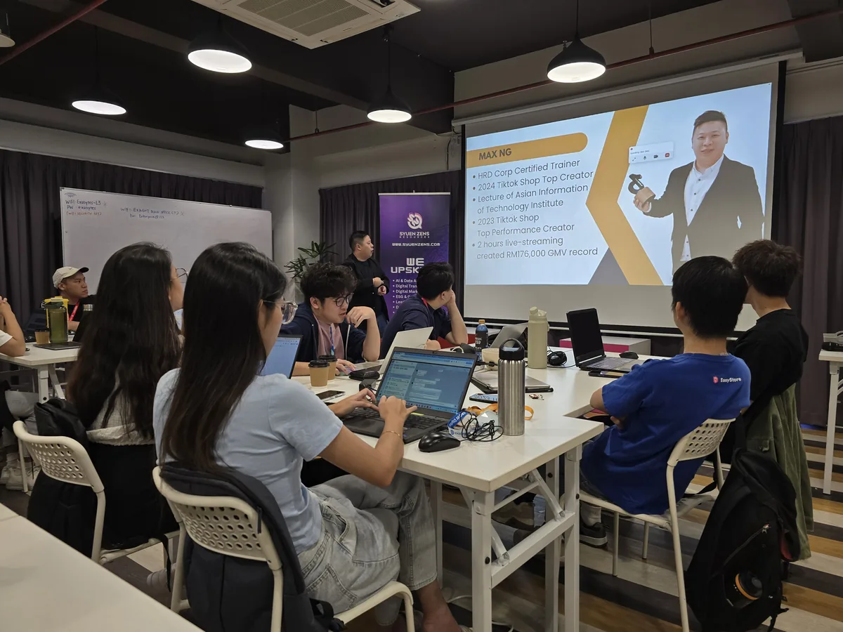 Max Ng presenting the AI video training session to the Exabytes team
