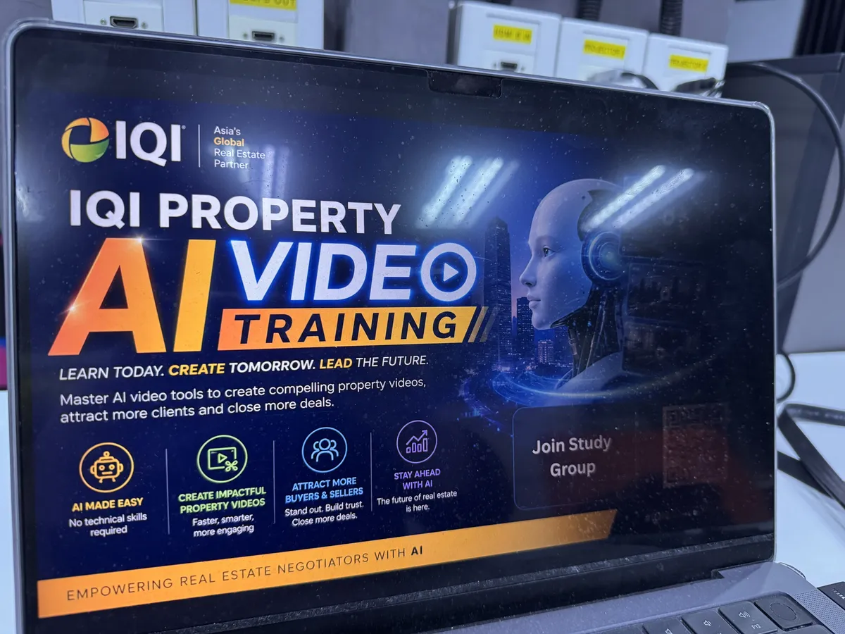 IQI Property AI Video Training event poster — Learn Today, Create Tomorrow, Lead the Future
