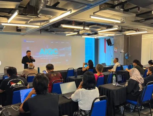 Max Ng presenting AI video creation at the RAIL workshop